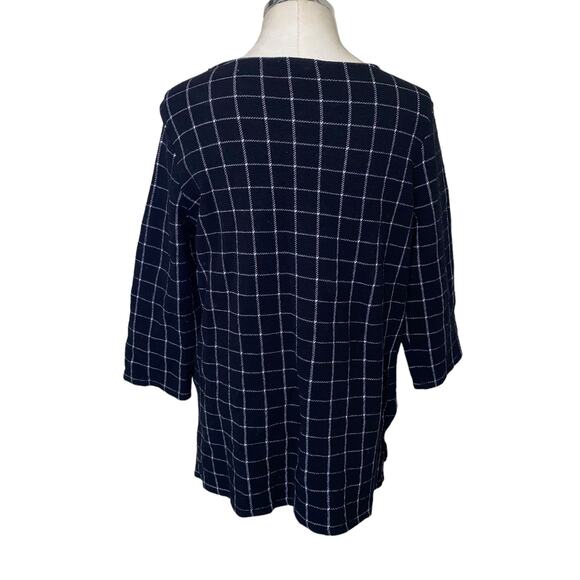 Coldwater Creek Black Windowpane Check Jacquard Knit Pocket Top Size Large - Picture 3 of 6